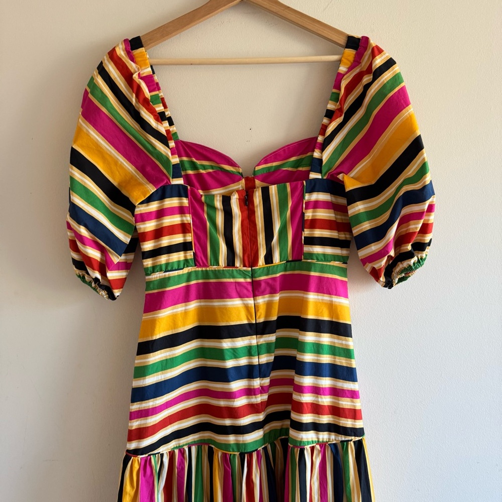 NWT Farm Rio Rainbow Stripe Midi Dress - Picture 3 of 8